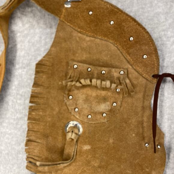 Vintage Sears Kids Suede Leather Fringe Cowboy Chaps Blue Size S (2-4) - Picture 4 of 7